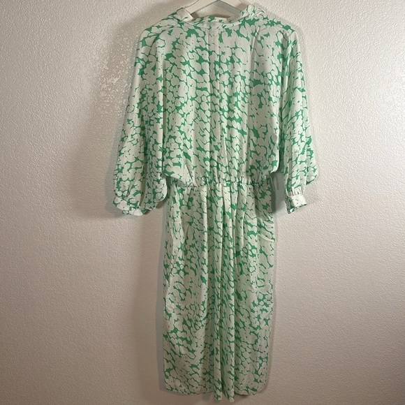 Vintage Willi of California Abstract Floral Midi Dress Bubble Sleeve Size 14 - Picture 5 of 8